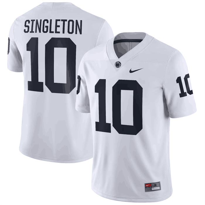 Penn State Nittany Lions #10 Nicholas Singleton white Nike NIL Replica Football Jersey (1) Penn State Nittany Lions #10 Nicholas Singleton white Nike NIL Replica Football Jersey (1)