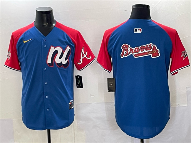 Men's National League Atlanta Braves Team Big Logo Blue Red Alternate 2025 All-Star Edition Limited Stitched Baseball Jersey Men's National League Atlanta Braves Team Big Logo Blue Red Alternate 2025 All-Star Edition Limited Stitched Baseball Jersey