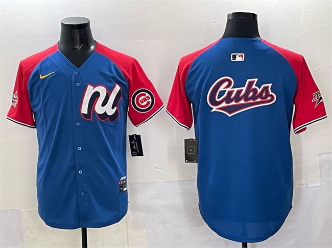 Men's National League Chicago Cubs Team Big Logo Blue Red Alternate 2025 All-Star Edition Limited Stitched Baseball Jersey Men's National League Chicago Cubs Team Big Logo Blue Red Alternate 2025 All-Star Edition Limited Stitched Baseball Jersey