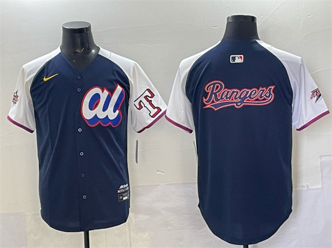 Men's American League Texas Rangers Team Big Logo Navy Alternate 2025 All-Star Edition Limited Stitched Baseball Jersey Men's American League Texas Rangers Team Big Logo Navy Alternate 2025 All-Star Edition Limited Stitched Baseball Jersey