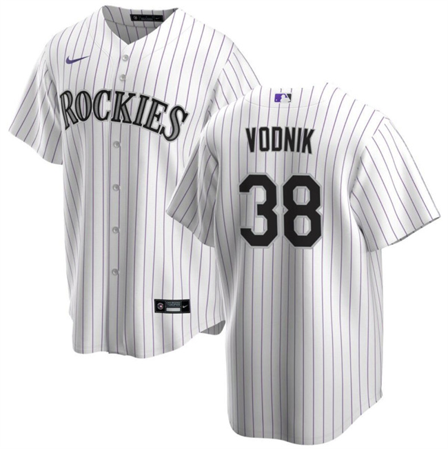 Men's Colorado Rockies #38 Victor Vodnik White Cool Base Stitched Baseball Jersey Men's Colorado Rockies #38 Victor Vodnik White Cool Base Stitched Baseball Jersey