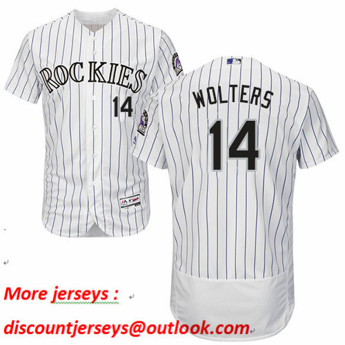 Rockies #14 Tony Wolters White Strip Flexbase Authentic Collection Stitched Baseball Jersey Rockies #14 Tony Wolters White Strip Flexbase Authentic Collection Stitched Baseball Jersey