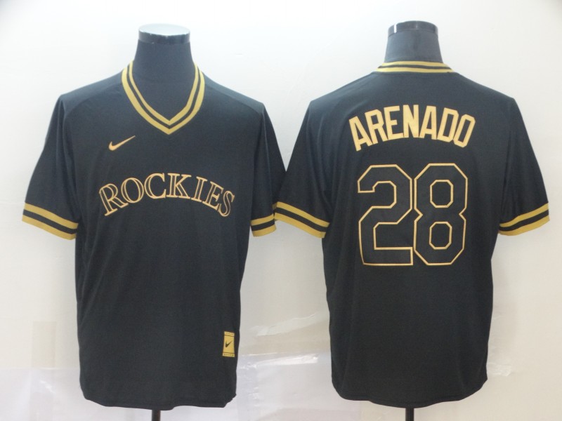 Rockies 28 Nolan Arenado Black Gold Nike Cooperstown Collection Legend V Neck Jersey Rockies 28 Nolan Arenado Black Gold Nike Cooperstown Collection Legend V Neck Jersey