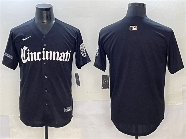Men's Cincinnati Reds Blank Black 'Gothic Queen City Edition' Vapor Premier Limited Stitched Baseball Jersey Men's Cincinnati Reds Blank Black 'Gothic Queen City Edition' Vapor Premier Limited Stitched Baseball Jersey