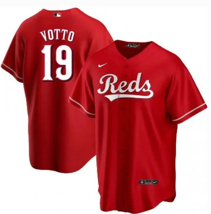 Men's Cincinnati Reds #19 Joey Votto Red Cool Base Stitched Baseball Jersey Men's Cincinnati Reds #19 Joey Votto Red Cool Base Stitched Baseball Jersey