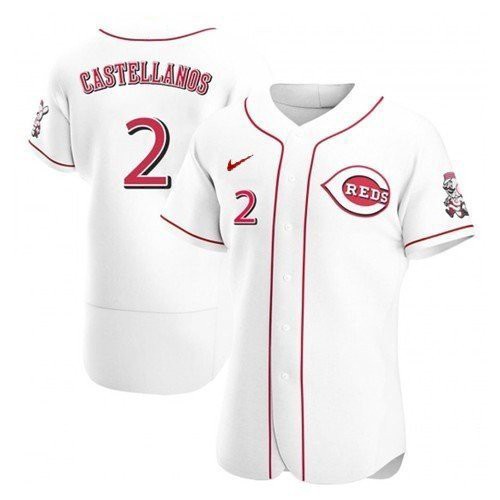Men's Cincinnati Reds #2 Nick Castellanos White 2021 Home Player Jersey Men's Cincinnati Reds #2 Nick Castellanos White 2021 Home Player Jersey