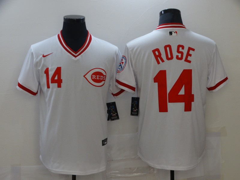 Nike Men's Cincinnati Reds #14 Pete Rose White 1976 Throwback Jersey Nike Men's Cincinnati Reds #14 Pete Rose White 1976 Throwback Jersey