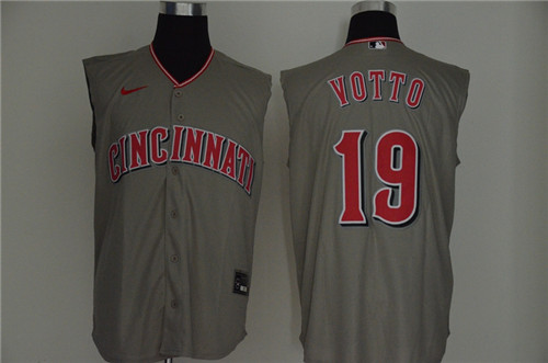 Reds 19 Joey Votto Gray Nike Cool Base Sleeveless Jersey Reds 19 Joey Votto Gray Nike Cool Base Sleeveless Jersey