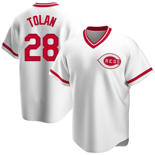 Reds 8 Bobby Tolan White Throwback Cool Base Jersey Reds 8 Bobby Tolan White Throwback Cool Base Jersey