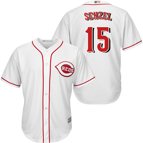 Reds #15 Nick Senzel White New Cool Base Stitched Baseball Jersey Reds #15 Nick Senzel White New Cool Base Stitched Baseball Jersey