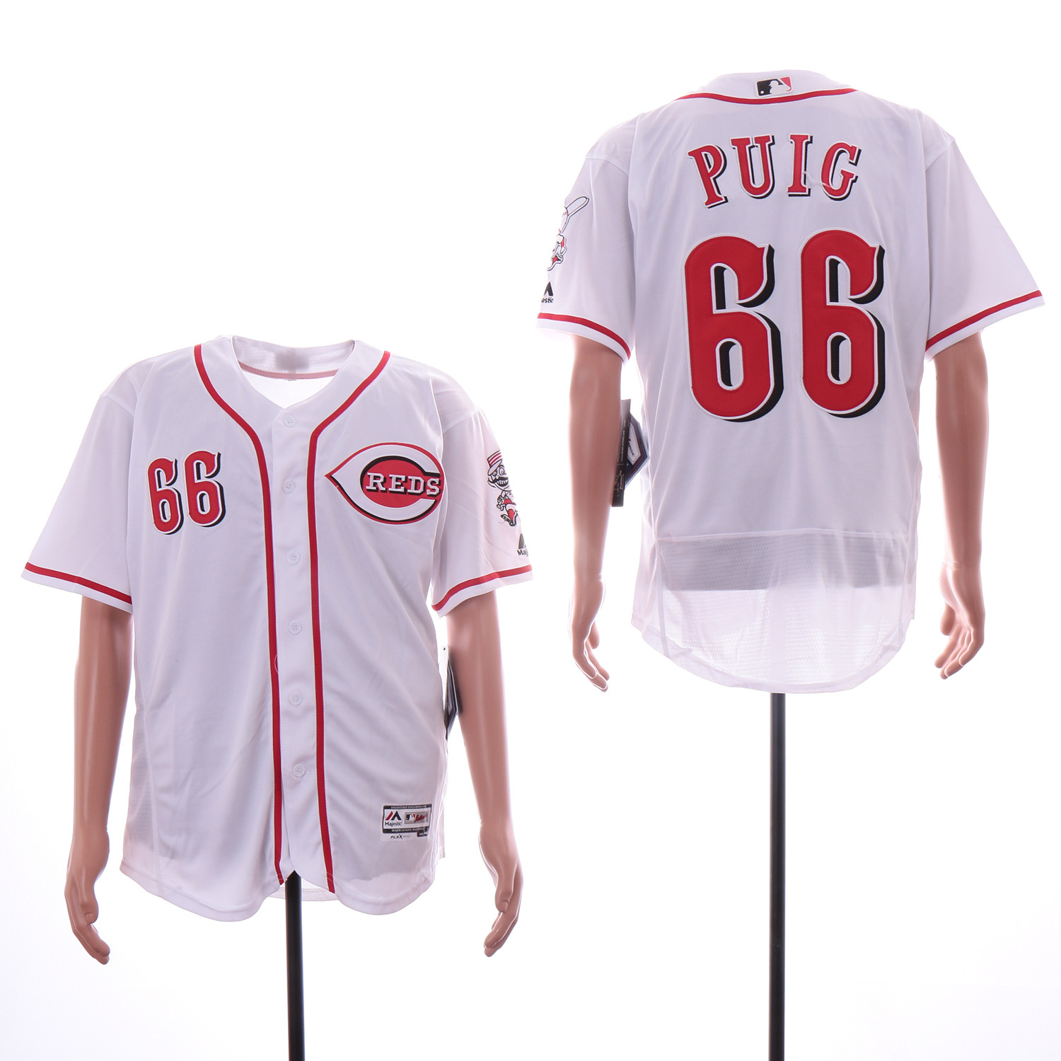 Reds 66 Yasiel Puig White Flexbase Jersey Reds 66 Yasiel Puig White Flexbase Jersey