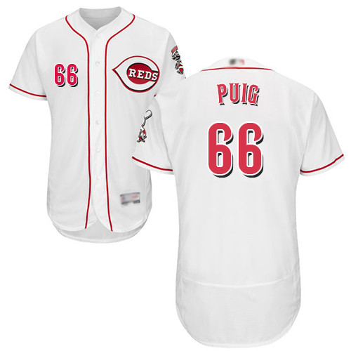 Reds #66 Yasiel Puig White Flexbase Authentic Collection Stitched Baseball Jersey Reds #66 Yasiel Puig White Flexbase Authentic Collection Stitched Baseball Jersey