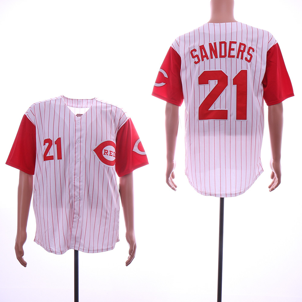 Reds 21 Deion Sanders White Throwback Jersey Reds 21 Deion Sanders White Throwback Jersey