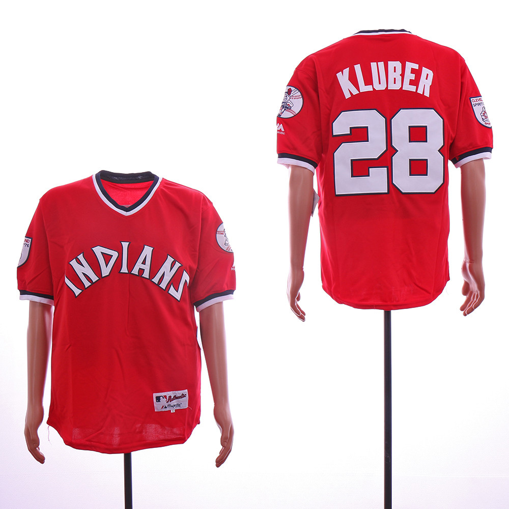 Reds 28 Corey Kluber Red Throwback Jersey Reds 28 Corey Kluber Red Throwback Jersey