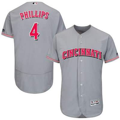 Reds #4 Brandon Phillips Grey Flexbase Authentic Collection Stitched MLB Jersey Reds #4 Brandon Phillips Grey Flexbase Authentic Collection Stitched MLB Jersey