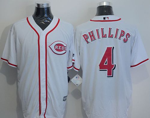 Reds #4 Brandon Phillips White New Cool Base Stitched MLB Jersey Reds #4 Brandon Phillips White New Cool Base Stitched MLB Jersey