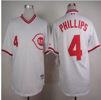 Cincinnati Reds #4 Brandon Phillips White 1990 Turn Back The Clock Stitched Baseball jersey Cincinnati Reds #4 Brandon Phillips White 1990 Turn Back The Clock Stitched Baseball jersey