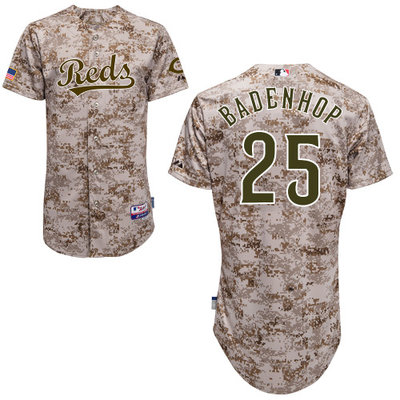Cincinnati Reds #25 Badenhop Authentic Personalized Alternate Camo Jersey