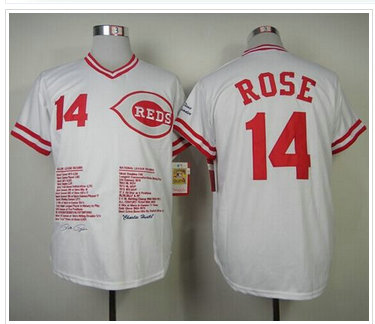 Mitchell And Ness Cincinnati Reds #14 Pete Rose White Commemorative Edition Stitched Baseball Jersey Mitchell And Ness Cincinnati Reds #14 Pete Rose White Commemorative Edition Stitched Baseball Jersey
