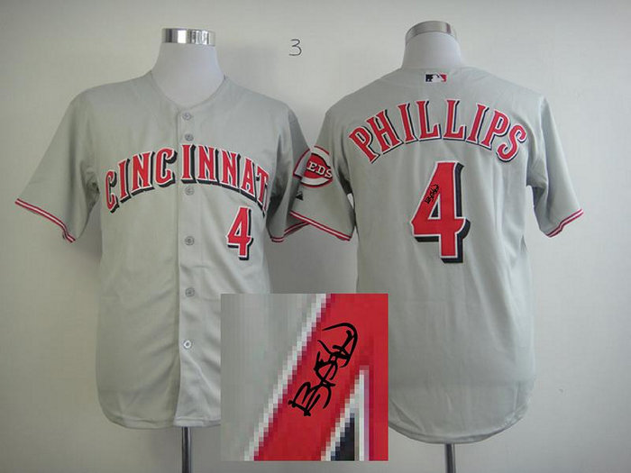 cincinnati reds #4 Brandon Phillips grey MLB Jerseys(Signed) cincinnati reds #4 Brandon Phillips grey MLB Jerseys(Signed)