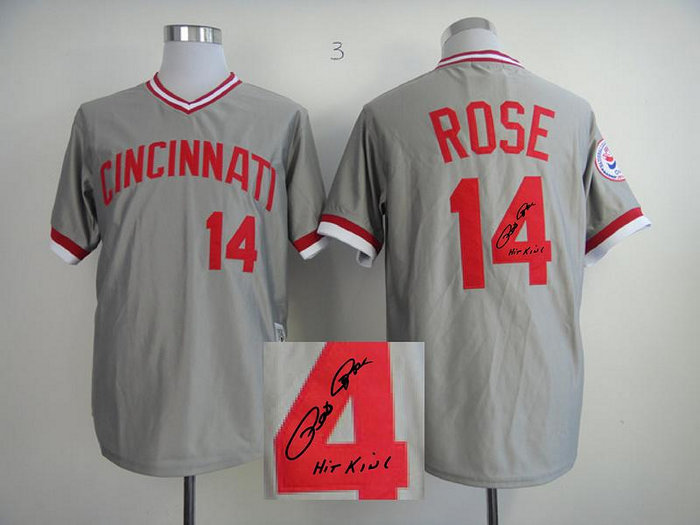 Cincinnati Reds 14# Rose Grey MLB Jerseys(Signed) Cincinnati Reds 14# Rose Grey MLB Jerseys(Signed)