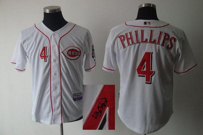 mlb jerseys cincinnati reds #4 phillips White Signed Jersey mlb jerseys cincinnati reds #4 phillips White Signed Jersey