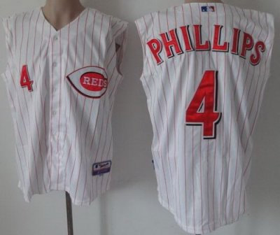 Cincinnati Reds 4 Brandon Phillips White Strip MLB Vest Jerseys Cincinnati Reds 4 Brandon Phillips White Strip MLB Vest Jerseys