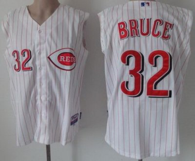 Cincinnati Reds 32 Jay Bruce White Strip MLB Vest Jerseys Cincinnati Reds 32 Jay Bruce White Strip MLB Vest Jerseys