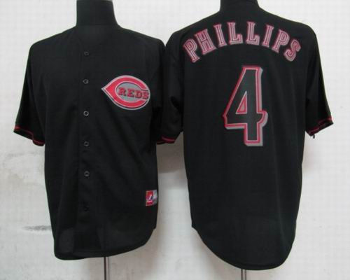 Cincinnati Reds 4 Brandon Phillips Pitch Black Fashion Jersey Cincinnati Reds 4 Brandon Phillips Pitch Black Fashion Jersey