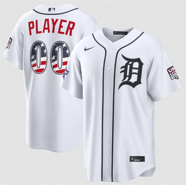 Men's Detroit Tigers Active Player Custom White 2026 All-Star Edition Stars & Stripes Stadium Pick-A-Player Stitched Baseball Jersey