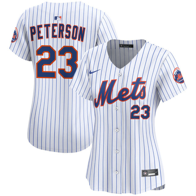 Women's New York Mets #23 David Peterson White 2025 Home Limited Stitched Baseball Jersey(Run Small) Women's New York Mets #23 David Peterson White 2025 Home Limited Stitched Baseball Jersey(Run Small)