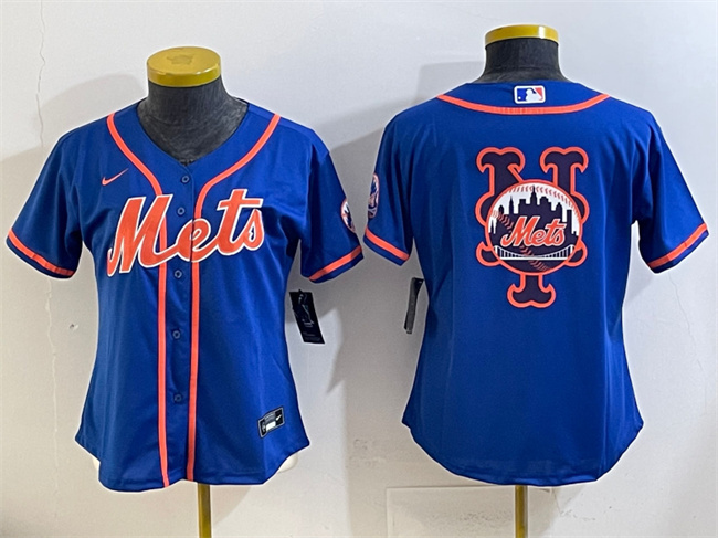 Women's New York Mets Team Big Logo Royal Cool Base Stitched Baseball Jersey(Run Small) 1 Women's New York Mets Team Big Logo Royal Cool Base Stitched Baseball Jersey(Run Small) 1