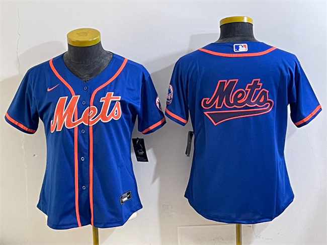Women's New York Mets Team Big Logo Royal Cool Base Stitched Baseball Jersey(Run Small) Women's New York Mets Team Big Logo Royal Cool Base Stitched Baseball Jersey(Run Small)