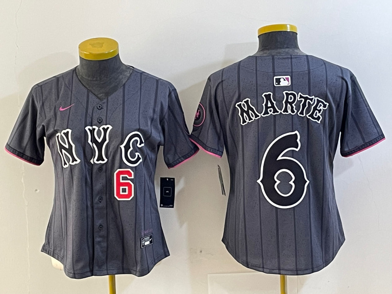 Women's New York Mets Graphite 2024 City Connect Limited Stitched Baseball Jersey 2 Women's New York Mets Graphite 2024 City Connect Limited Stitched Baseball Jersey 2