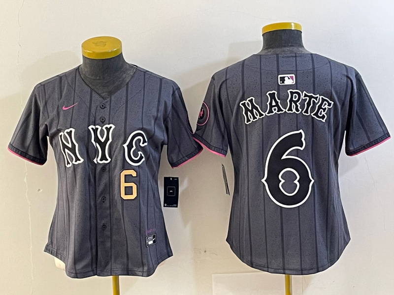 Women's New York Mets Graphite 2024 City Connect Limited Stitched Baseball Jersey Women's New York Mets Graphite 2024 City Connect Limited Stitched Baseball Jersey