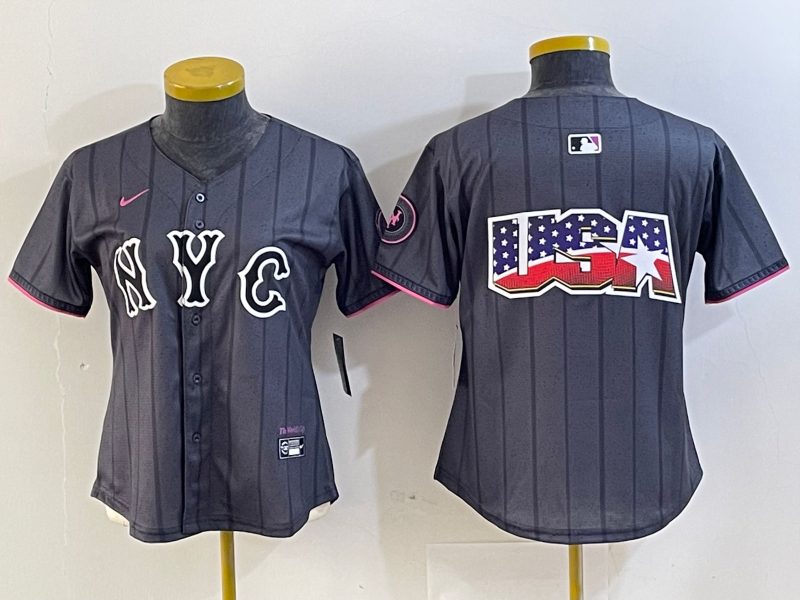 Women's New York Mets Team Big Logo Graphite 2024 City Connect Limited Stitched Baseball Jersey(Run Small) Women's New York Mets Team Big Logo Graphite 2024 City Connect Limited Stitched Baseball Jersey(Run Small)