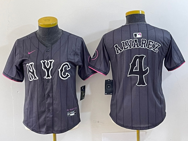 Women's New York Mets #4 Francisco Alvarez Graphite 2024 City Connect Limited Stitched Baseball Jersey 4 Women's New York Mets #4 Francisco Alvarez Graphite 2024 City Connect Limited Stitched Baseball Jersey 4