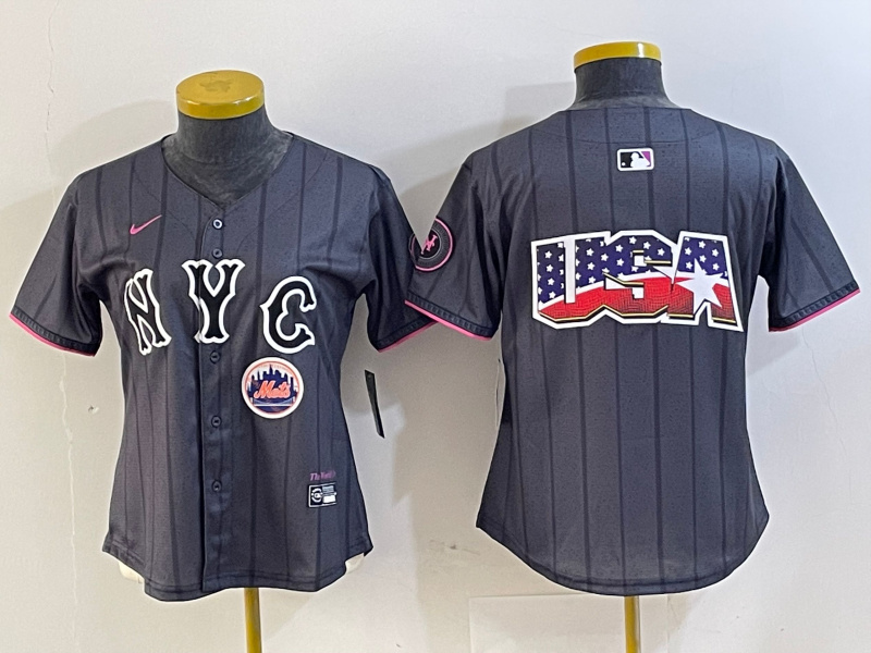 Women's New York Mets Team Big Logo Graphite 2024 City Connect Limited Stitched Baseball Jersey 13 Women's New York Mets Team Big Logo Graphite 2024 City Connect Limited Stitched Baseball Jersey 13