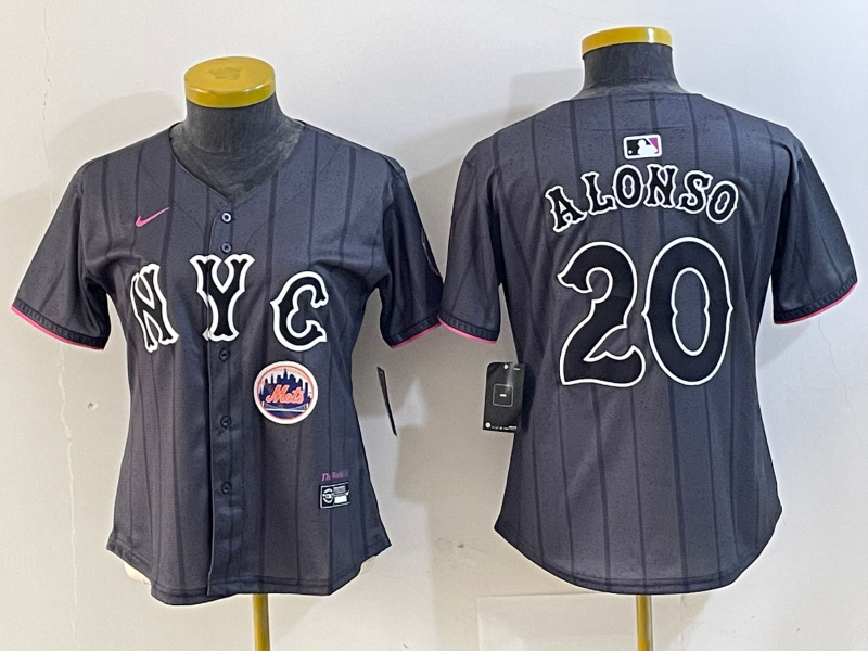 Women's New York Mets #20 Pete Alonso Graphite 2024 City Connect Limited Stitched Baseball Jersey Women's New York Mets #20 Pete Alonso Graphite 2024 City Connect Limited Stitched Baseball Jersey