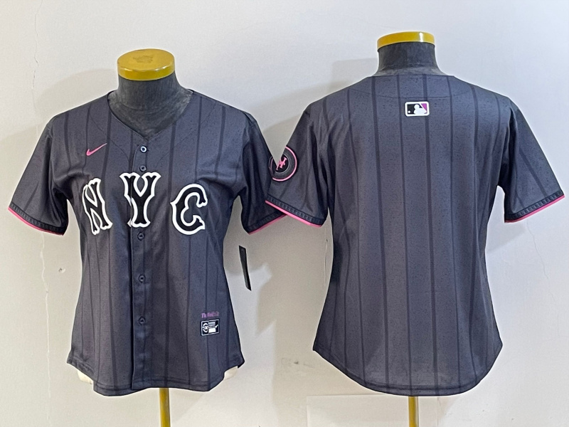 Women New York Mets Team Big Logo Graphite 2024 City Connect Limited Stitched Baseball Jersey Women New York Mets Team Big Logo Graphite 2024 City Connect Limited Stitched Baseball Jersey