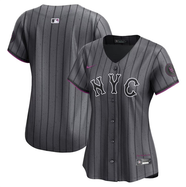 Women's New York Mets Blank Graphite 2024 City Connect Limited Stitched Baseball Jersey(Run Small) Women's New York Mets Blank Graphite 2024 City Connect Limited Stitched Baseball Jersey(Run Small)