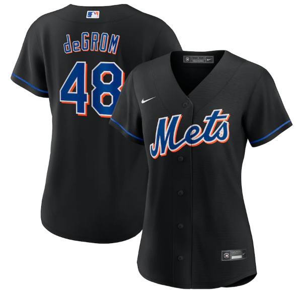 Women's New York Mets #48 Jacob DeGrom 2022 Black Cool Base Stitched MLB Jersey(Run Small) Women's New York Mets #48 Jacob DeGrom 2022 Black Cool Base Stitched MLB Jersey(Run Small)
