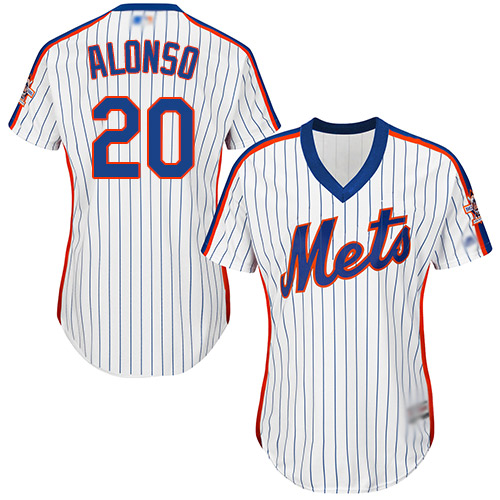 Mets #20 Pete Alonso White(Blue Strip) Alternate Women's Stitched Baseball Jersey Mets #20 Pete Alonso White(Blue Strip) Alternate Women's Stitched Baseball Jersey