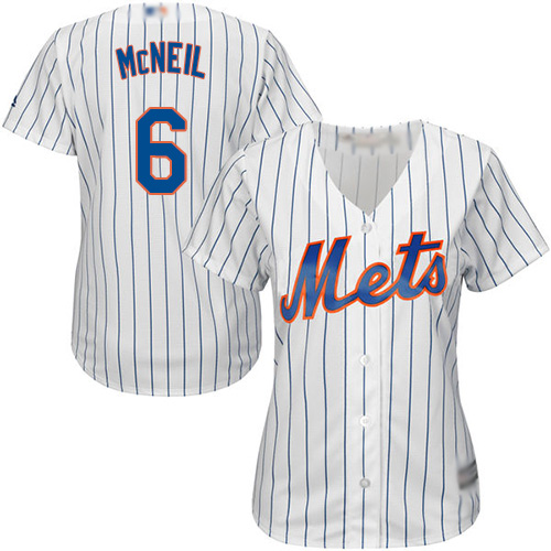 Mets #6 Jeff McNeil White(Blue Strip) Home Women's Stitched Baseball Jersey Mets #6 Jeff McNeil White(Blue Strip) Home Women's Stitched Baseball Jersey