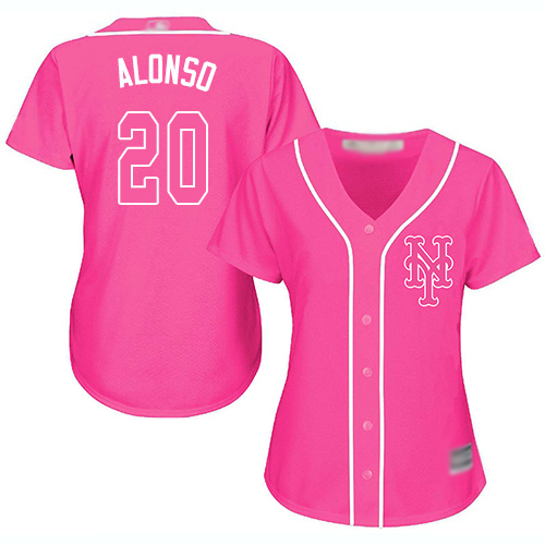 Mets #20 Pete Alonso Pink Fashion Women's Stitched Baseball Jersey Mets #20 Pete Alonso Pink Fashion Women's Stitched Baseball Jersey