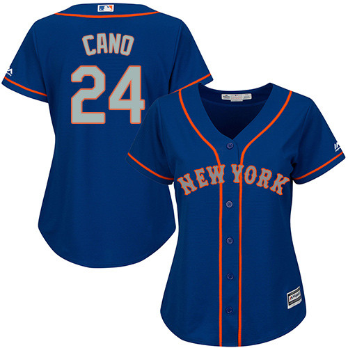 Women's Mets #24 Robinson Cano Blue(Grey NO.) Alternate Women's Stitched Baseball Jersey Women's Mets #24 Robinson Cano Blue(Grey NO.) Alternate Women's Stitched Baseball Jersey