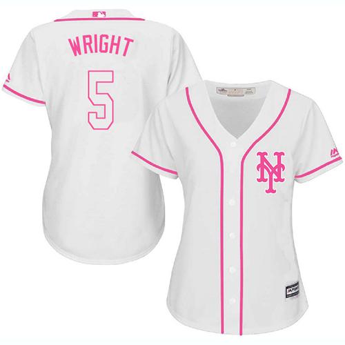 Mets #5 David Wright White Pink Fashion Women's Stitched MLB Jersey Mets #5 David Wright White Pink Fashion Women's Stitched MLB Jersey