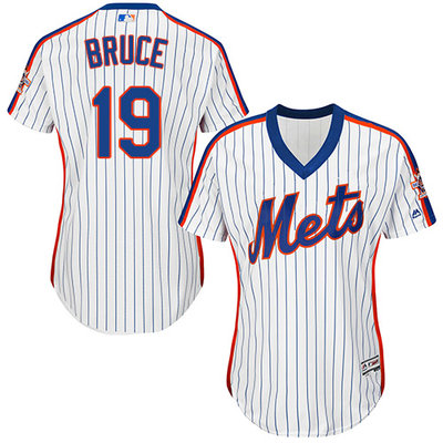 Mets #19 Jay Bruce White(Blue Strip) Alternate Women's Stitched MLB Jersey Mets #19 Jay Bruce White(Blue Strip) Alternate Women's Stitched MLB Jersey
