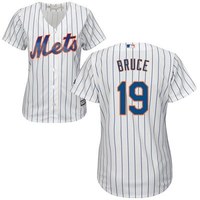 Mets #19 Jay Bruce White(Blue Strip) Home Women's Stitched MLB Jersey Mets #19 Jay Bruce White(Blue Strip) Home Women's Stitched MLB Jersey