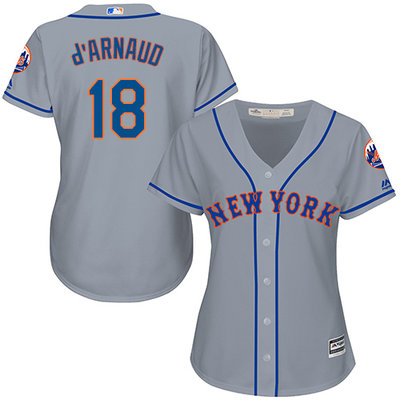 Mets #18 Travis d'Arnaud Grey Road Women's Stitched MLB Jersey Mets #18 Travis d'Arnaud Grey Road Women's Stitched MLB Jersey